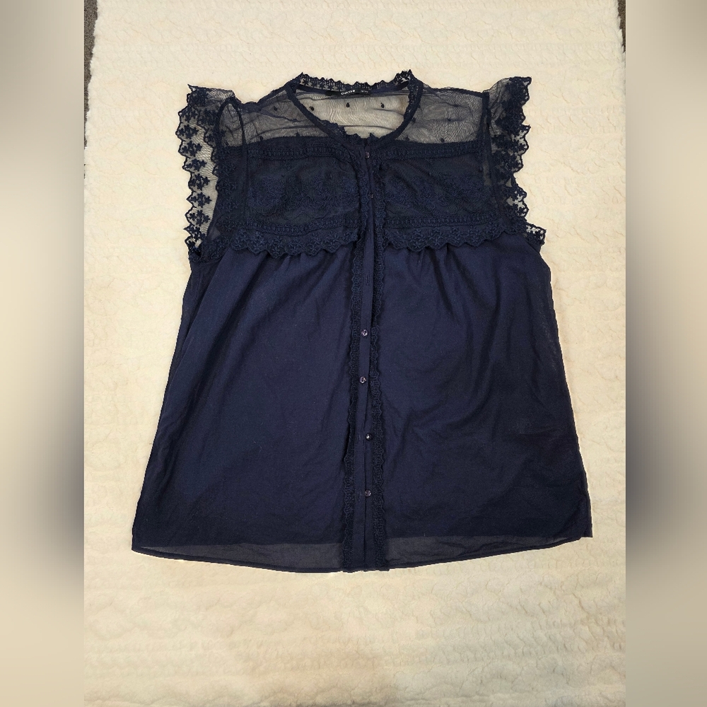 ๐ฆโจ Navy Lace Daydream Top by Oasis (UK 12 / US 8, 38 EU) โจ๐ฆ